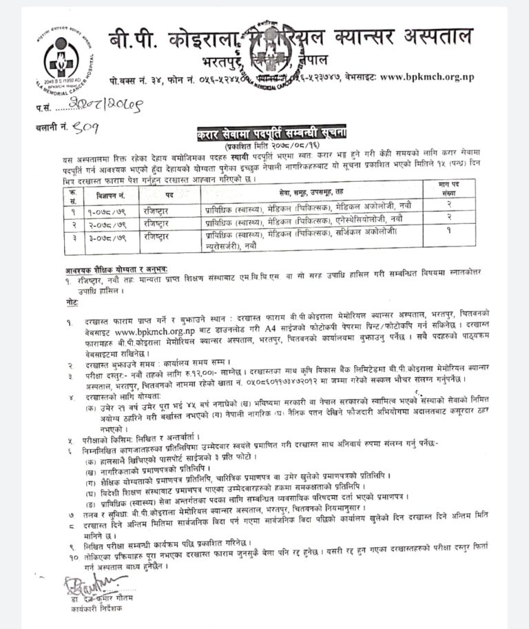 Doctors Jobs at bpkihs