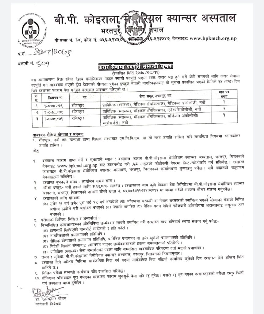 Doctors Jobs at bpkihs