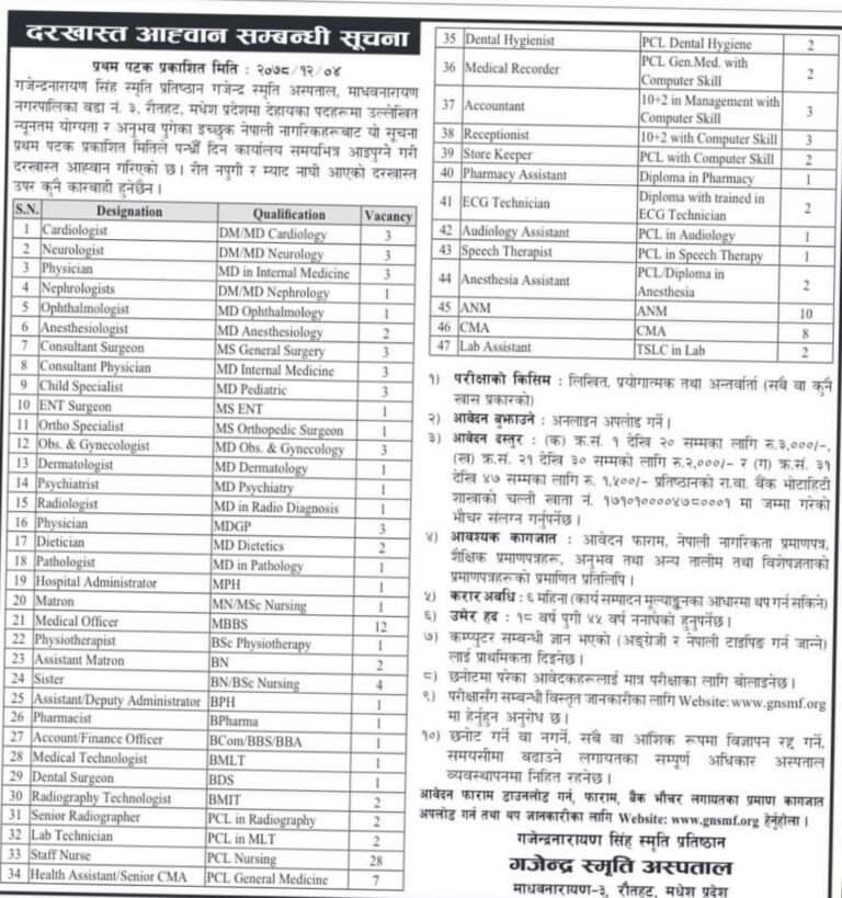Nepal medical jobs doctors jobs nepal nurses jobs