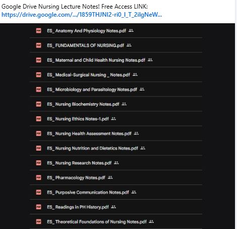Free Nursing Lecture Notes – Google Drive Downloads