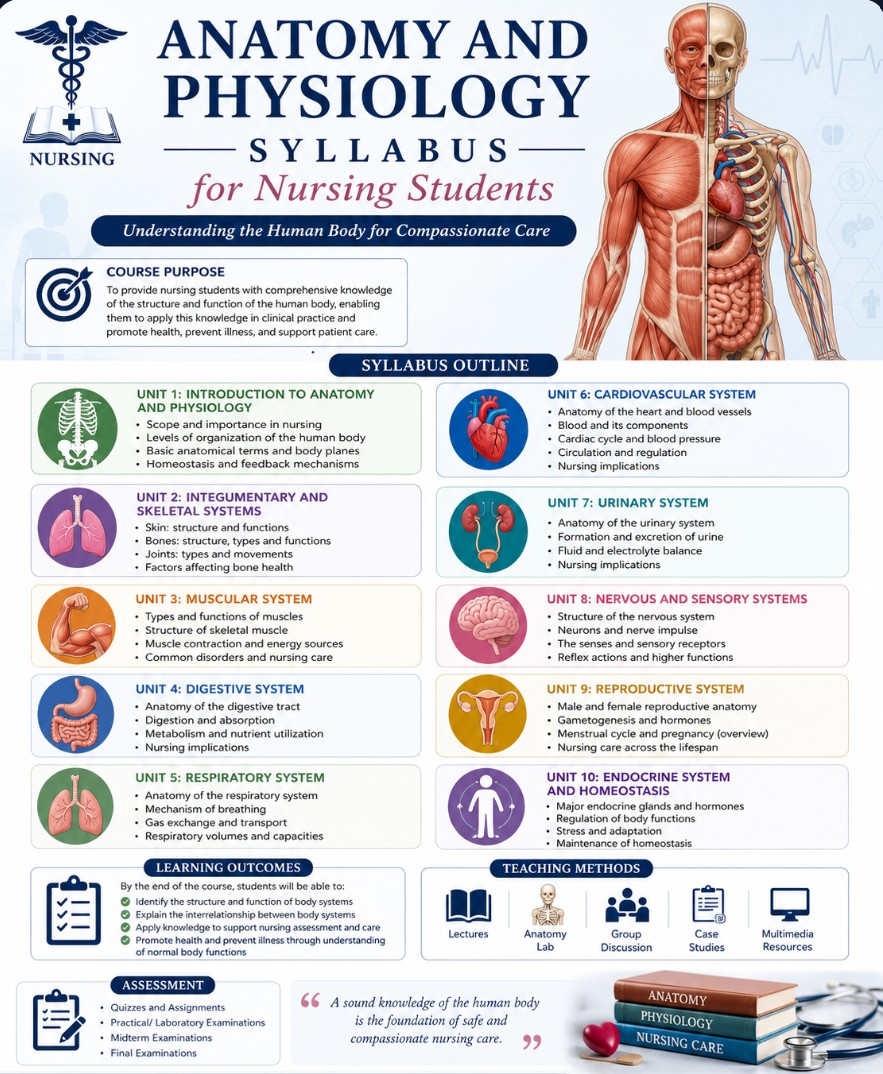 anatomy and physiology syallabus bsc nursing